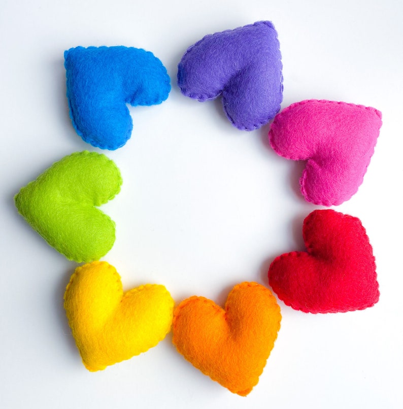 Rainbow Felt Heart Bunting Heart Bunting Heart Garland Rainbow Decor Nursery Room Décor Baby Shower Gift NHS Rainbow Window image 6