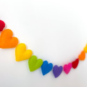 Rainbow Felt Heart Bunting Heart Bunting Heart Garland Rainbow Decor Nursery Room Décor Baby Shower Gift NHS Rainbow Window image 9