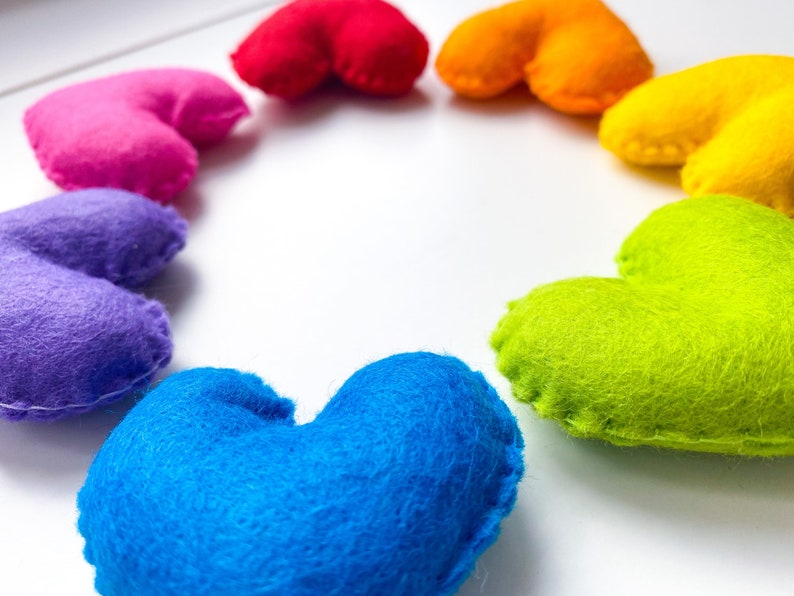 Rainbow Felt Heart Bunting Heart Bunting Heart Garland Rainbow Decor Nursery Room Décor Baby Shower Gift NHS Rainbow Window image 5