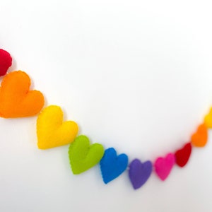 Rainbow Felt Heart Bunting Heart Bunting Heart Garland Rainbow Decor Nursery Room Décor Baby Shower Gift NHS Rainbow Window image 4