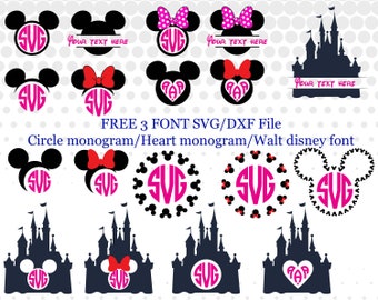 Mickey monogram svg,png,dxf/Minnie monogram svg,png,dxf/Disney monogram svg/png/dxf for Silhouette,Cricut,Design,Print and any more