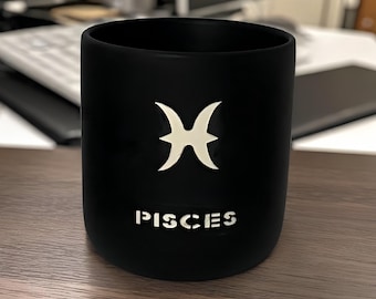 Personalized Zodiac Candle | Etched Ceramic Jar, Bamboo Lid (10oz)