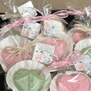 Heart Soap Favors: Goat Milk Soap, Seashell, Personalized Tag (Set of 10)