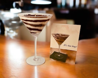 Chocolate Martini Candle | Hand-Poured Soy Cocktail Candle | Bar Cart Decor Chocolate Lover Gift
