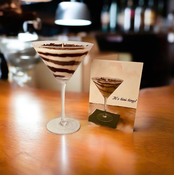 Chocolate Martini Candle | Hand-Poured Soy Cocktail Candle | Bar Cart Decor Chocolate Lover Gift
