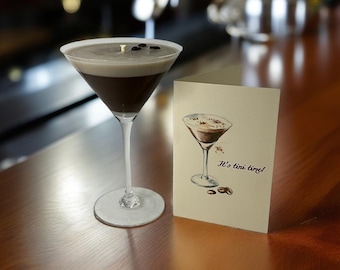 Espresso Martini Candle | Realistic Hand Blown Glass, Coffee Bean Topper (8oz)