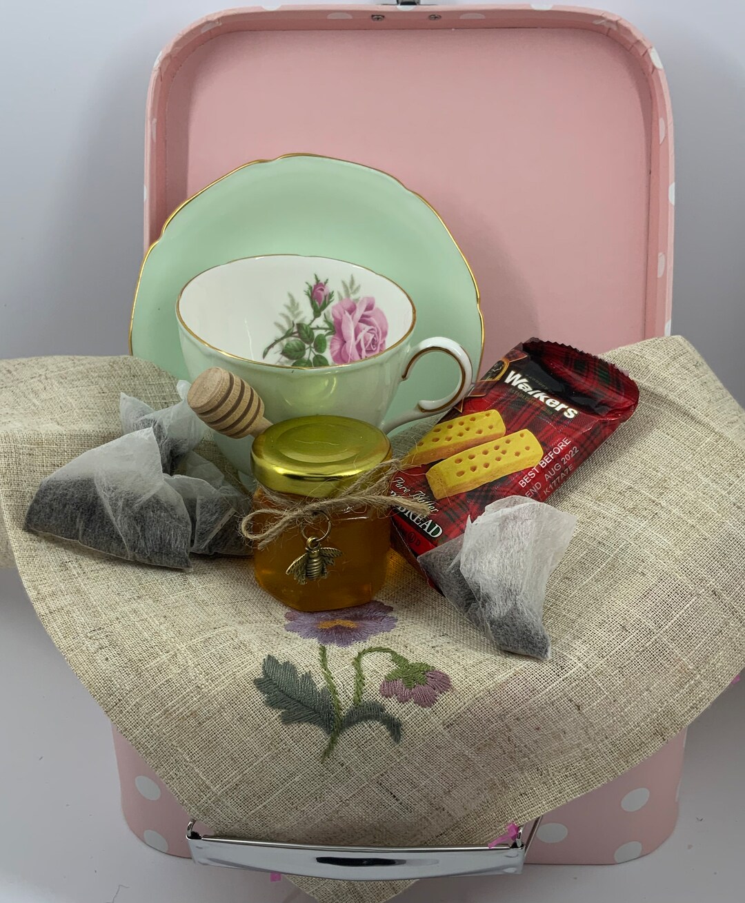 Tea Gift Box, Choose Your Vintage Teacup, Care Package, Tea Sampler