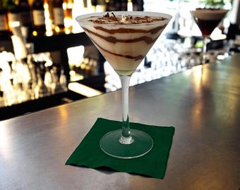 Peppermint Mocha Martini Candle | Hand Blown Crystal Glass, Chocolate Shavings, 8oz 30hr