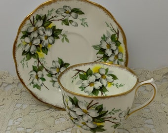 Royal Albert White Dogwood Teacup Candle | Vintage English Bone China, Soy Wax