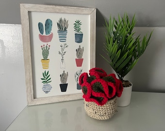 Crochet Red Hyperbolic Cactus Plant