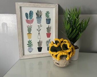 Crochet Yellow Hyperbolic Cactus Plant