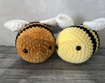 Crochet Bee Plush, Handmade Stuffed Animal