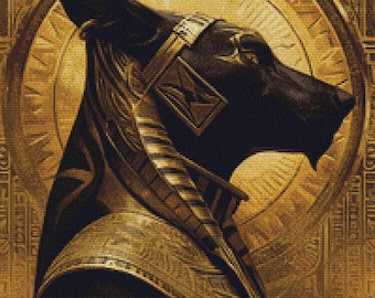 Anubis Cross Stitch Pattern, Full coverage Ancient Egyptian God Cross Stitch Design, Anubis X-stitch Pattern