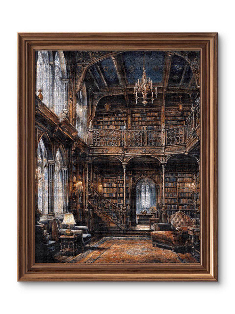 Ancient Library Cross Stitch Pattern, Full Coverage Gothic Library PDF ...