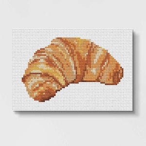Small Cross Stitch Pattern Croissant, Food Cross stitch Chart, X stitch Pattern Croissant,  Embroidery Design Croissant