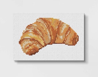 Small Cross Stitch Pattern Croissant, Food Cross stitch Chart, X stitch Pattern Croissant,  Embroidery Design Croissant
