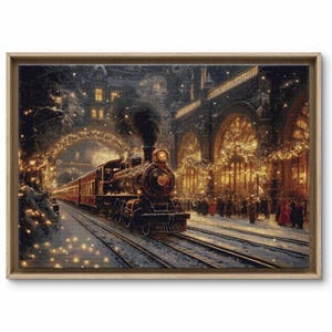 Padrão de ponto cruz de trem de Natal, padrão grande de ponto X, design de trem noturno, download digital instantâneo de trem ferroviário, padrão de locomotiva