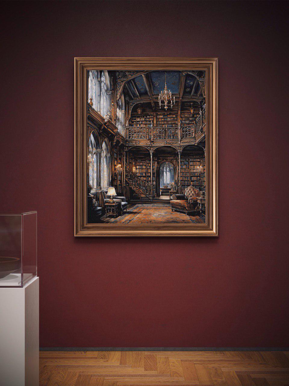 Ancient Library Cross Stitch Pattern, Full Coverage Gothic Library PDF ...
