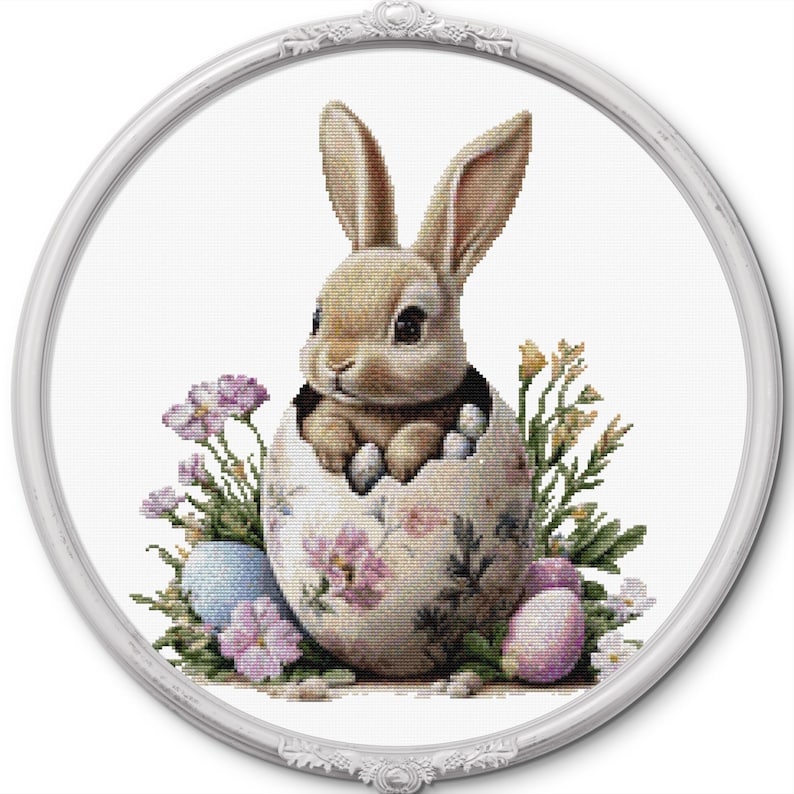 Cross Stitch Pattern Easter Bunny in an Egg, Modern Cross Stitch ...