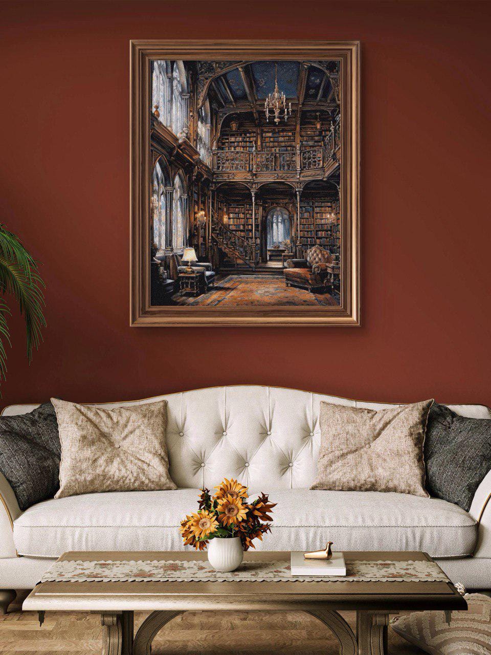 Ancient Library Cross Stitch Pattern, Full Coverage Gothic Library PDF ...