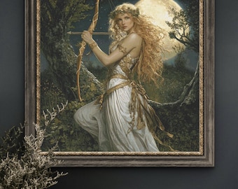 Full Coverage Cross Stitch pattern Goddess Diana, Nativity Scene, Digital Pattern PDF, Goddess of Hunting, Woman Hunter X stitch pattern