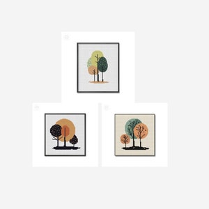 Lot de 3 arbres à motifs de point de croix, grilles PDF au point de croix arbres primitifs, ensemble de motifs d'arbres Xstitch