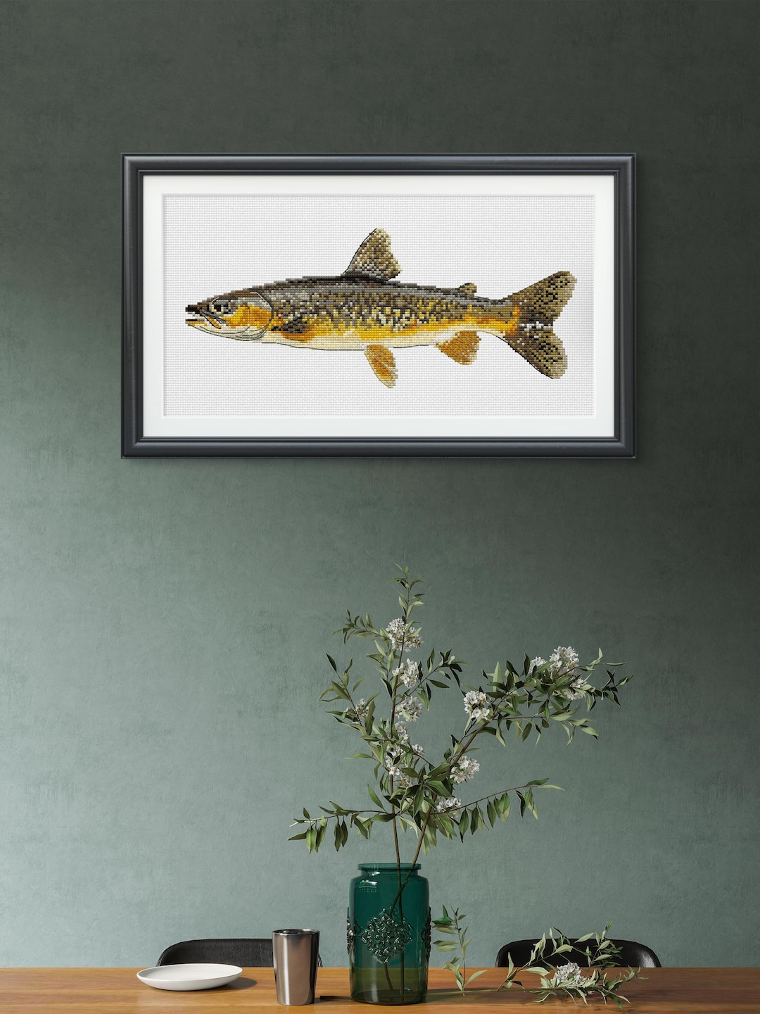 Fish Cross Stitch Pattern, Rainbow Trout Cross Stitch Design, Realistic ...