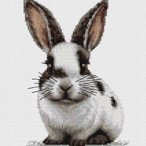 Cute Rabbit Cross Stitch Pattern, Instant Download PDF and XSD, Full Coverage Cross Stitch Chart, Counted Cross Stitch, Modern Embroidery