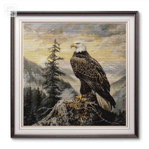Adler in den Bergen Kreuzstichmuster, Adler Kreuzstichdesign, Großes Kreuzstichmuster Vogel, PDF Muster Adler