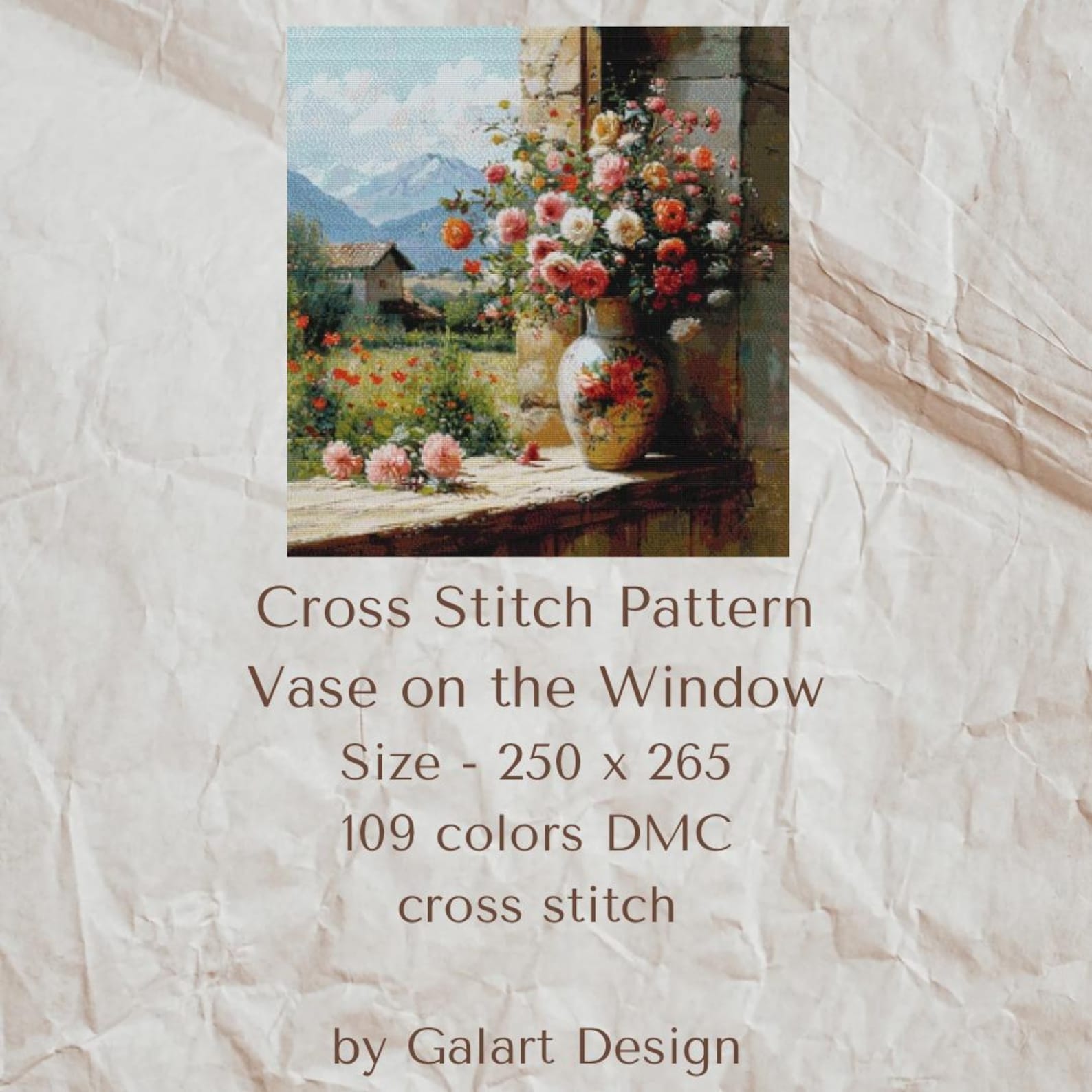 Vase on the Window Cross Stitch Pattern, Counted Cross Stitch Patterns ...