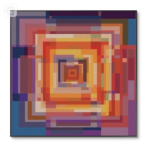 Patrón geométrico de punto de cruz PDF Descarga instantánea Cuadrados Diseño de punto x Gráfico de tapiz abstracto Arte de pared contemporáneo