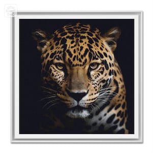 Wild Jaguar Cross Stitch Pattern, Instant Download PDF and XSD, Full Coverage Cross Stitch Chart, Counted Cross Stitch, Modern Embroidery