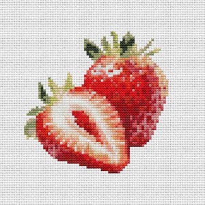 Cross Stitch Pattern Strawberry, Food Cross stitch Chart, X stitch Pattern Strawberry, Red Berry  Embroidery Design, Instant Download Scheme