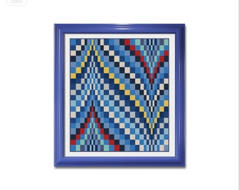 Bargello quilt cross stitch pattern, Needlework PDF, Cross Stitch Chart, Counted Cross Stitch, Modern Embroidery, Geometry x-stitch