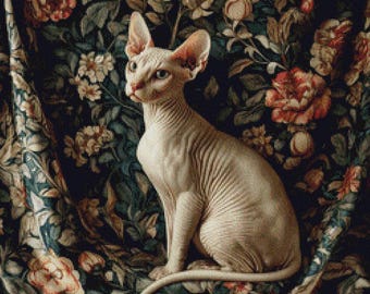 Sphinx Cat Full Coverage cross stitch Pattern, Instant Download PDF Saga Pattern, Cat X stitch Scheme, PDF Chart