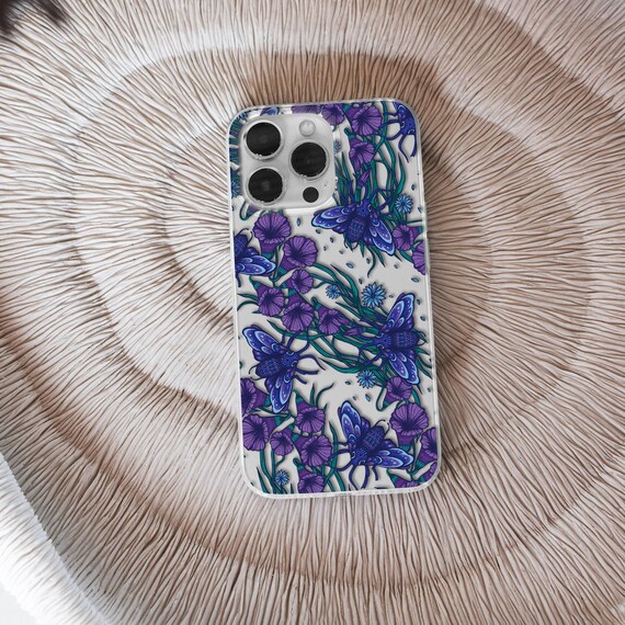 Moth & Dark Flowers iPhone Case Gothic Florals Design