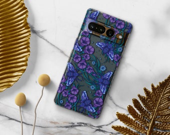 Spooky Moth Google Pixel Phone Case, Floral Goth Design