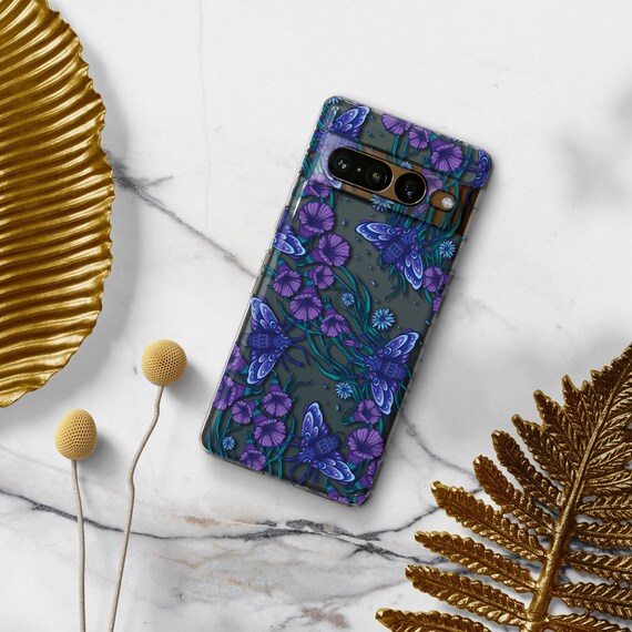 Spooky Moth Google Pixel Phone Case, Floral Goth Design