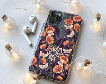 Heart SpiderWeb & Goth Moths iPhone Case Gothic Flowers