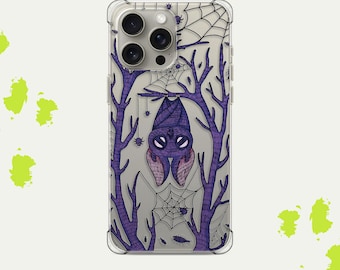 Gothic Bat iPhone Case, Spooky Vampire Spiderweb Phone Cover