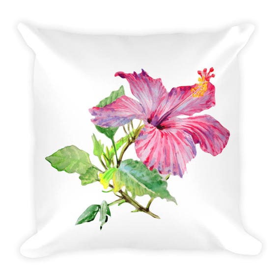 Pink And Purple Watercolor Flower Art Decorative Pillow Classy Feminine Home Decor