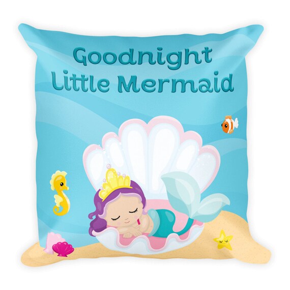 Goodnight Little Mermaid Pillow Decorative Bed Pillow For Little Girls Under The Sea Bedroom Decor
