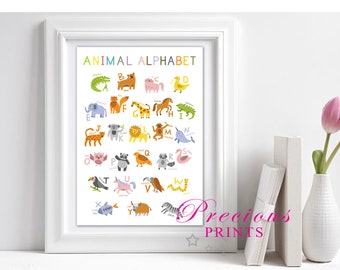 Alphabet animal | Lettres d'| Imprimé animal | Lettres animales d’enfants