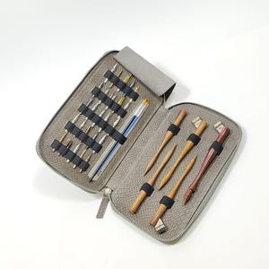 Custom handmade leather pen case for calligraphers