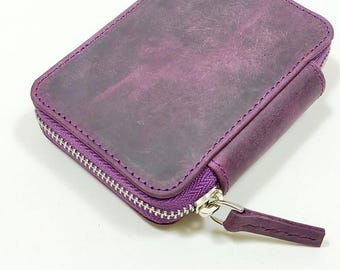 Estuche de cuero Crazy Horse para bolígrafos: Portaplumas estilográficas Kaweco con cremallera