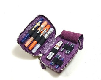 Genuine Leather Pen Case: Kaweco Sport Fountain Pens, 4-Pen Capacity
