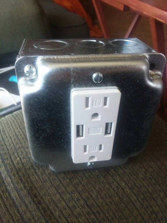 Nightstand Side Table Usb Charger Etsy
