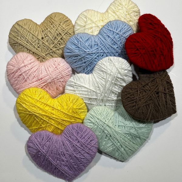 New Handmade| Yarn Wrapped Hearts|Fun Wedding Decor| Use in a Dough Bowl or Tiered Tray