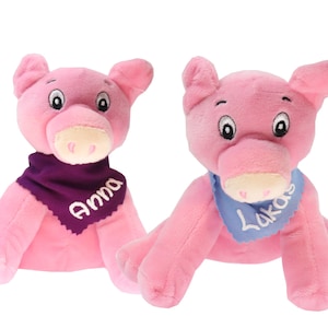 Cuddly toy pig pink 17 cm with name on scarf personalized cuddly toy stuffed animal cuddly toy toy plush toy