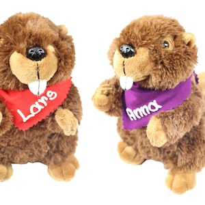 Cuddly toy beaver brown 17.5 cm with name on the scarf personalized cuddly toy stuffed animal cuddly toy toy plush toy